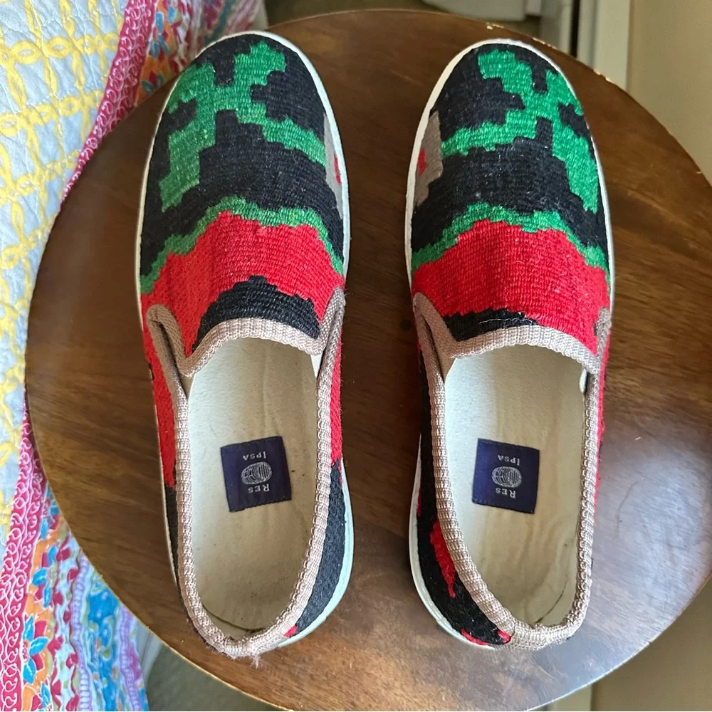 Res Ipsa Kilim Sneakers One-of-a-Kind Slip-Ons Sz 12 Artisanal - Picture 10 of 10